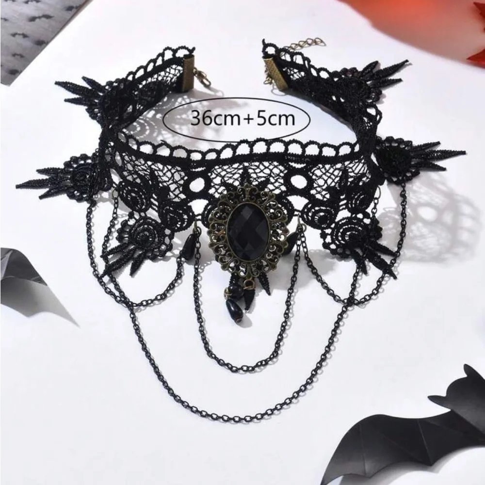 🎃🍂 Gothic Black Lace Choker Necklace